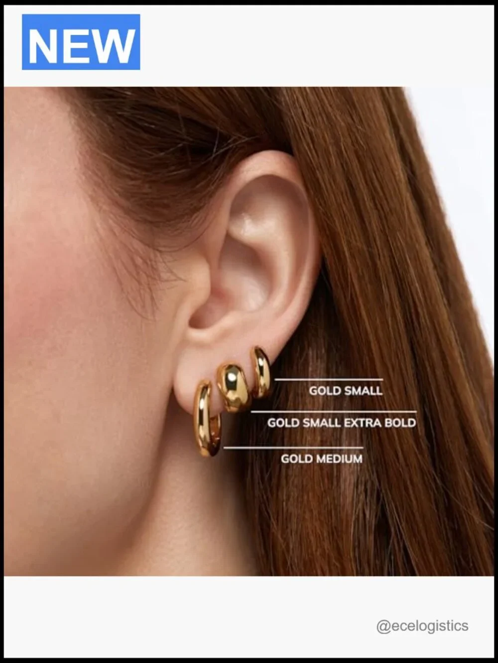14K Gold Plated Huggie Hoop Earrings Hypoallergenic Chunky Hoops Water-Resistant